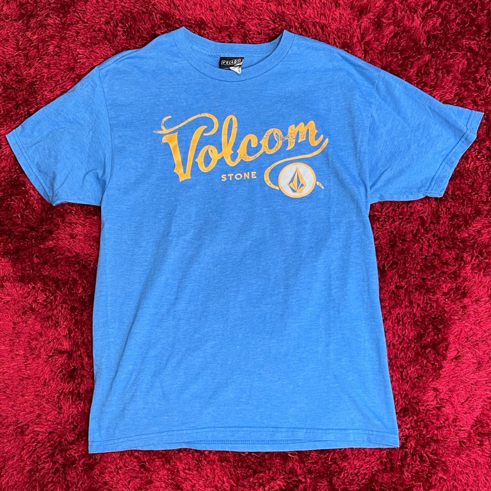 Volcom Surf Skateboard Medium Large Snowboard Retro Shirt Heather Blue